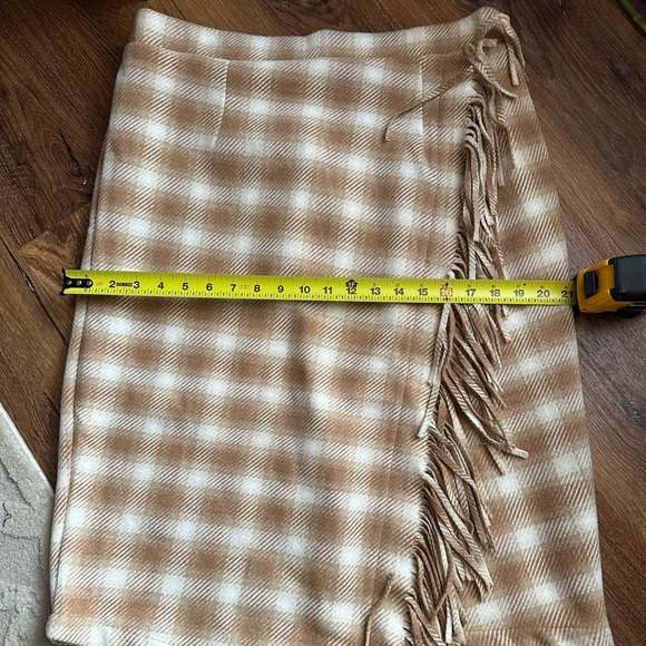 Time and Tru Plaid Fringe Midi Skirt - Tan and Cream - Picture 11 of 13